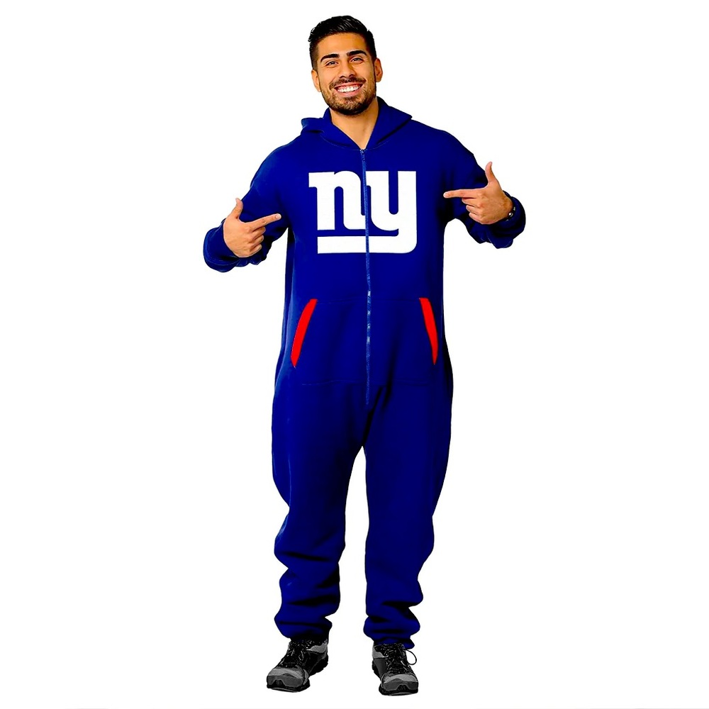 FOCO NFL Unisex Adult Team Logo pajama Jumpsuit New York Giants Large